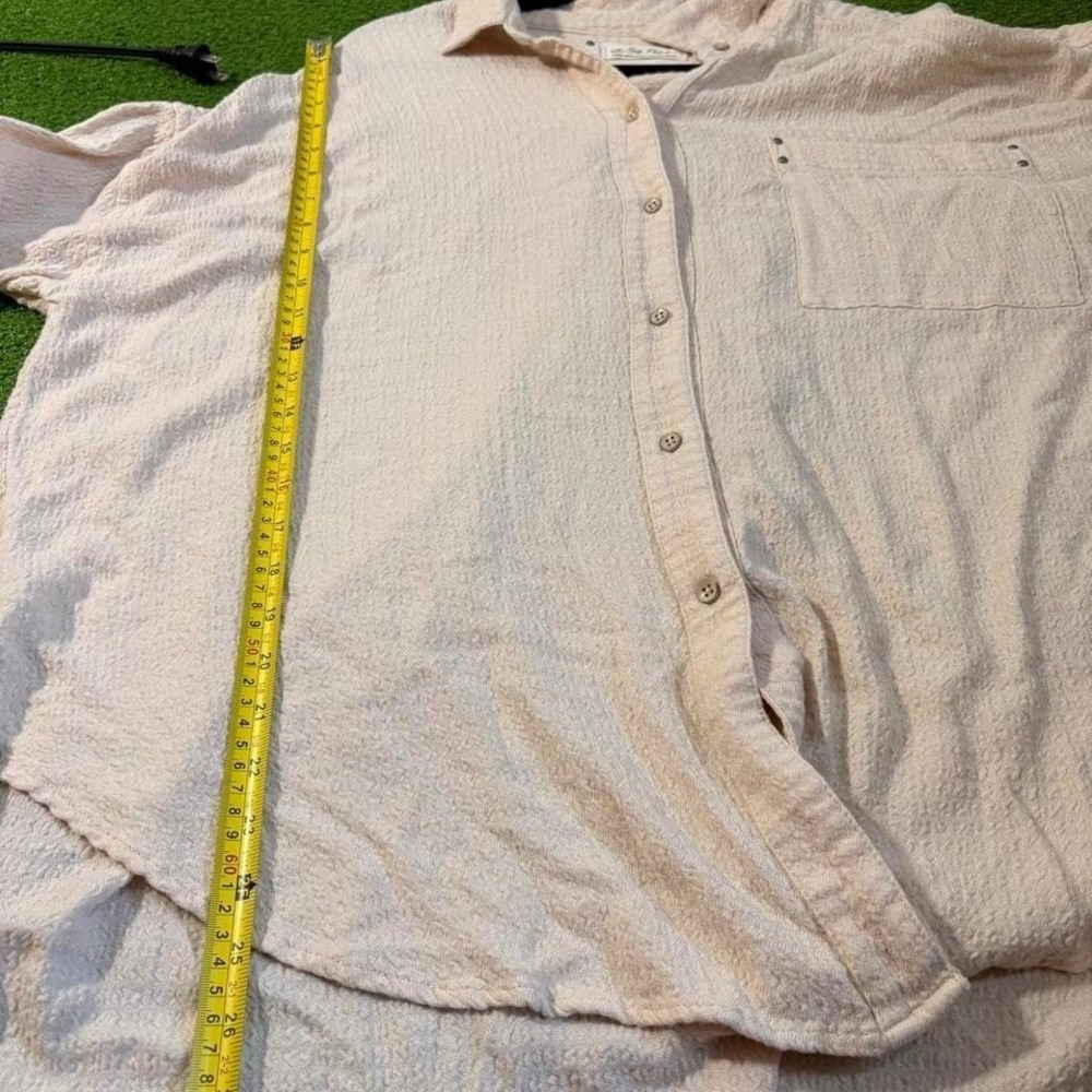 We The Free Cream Button Up Oversized Boho Size LG Gauzy Lagenlook Resort - Picture 7 of 7